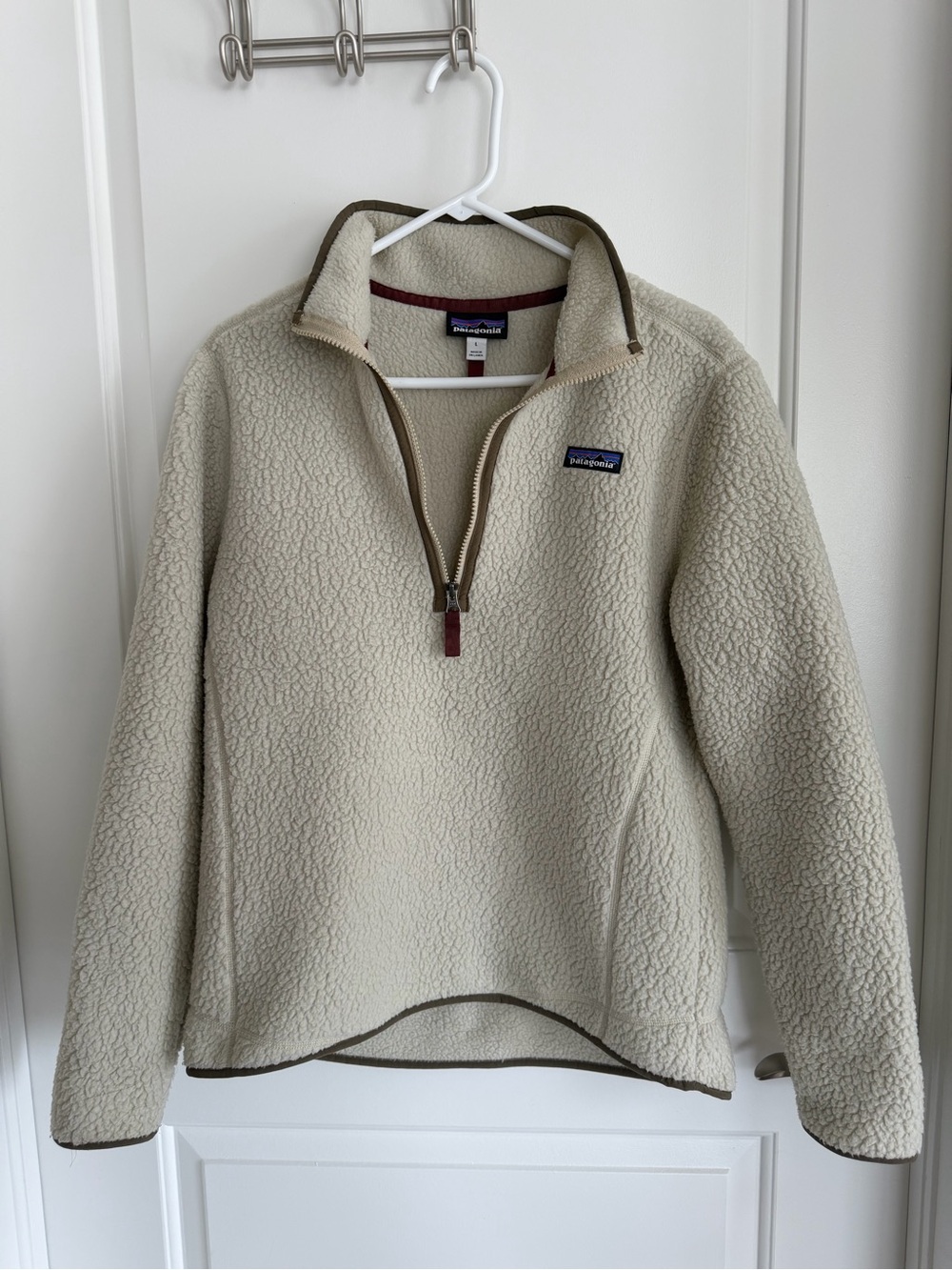 Patagonia Cream Sherpa Fleece Quarter Zip Pullover